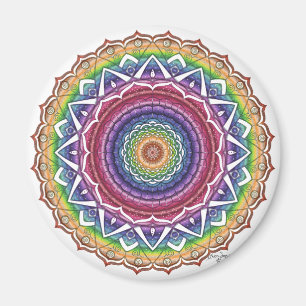 Imán Espiral arcoiris y flor geométrica Mandala