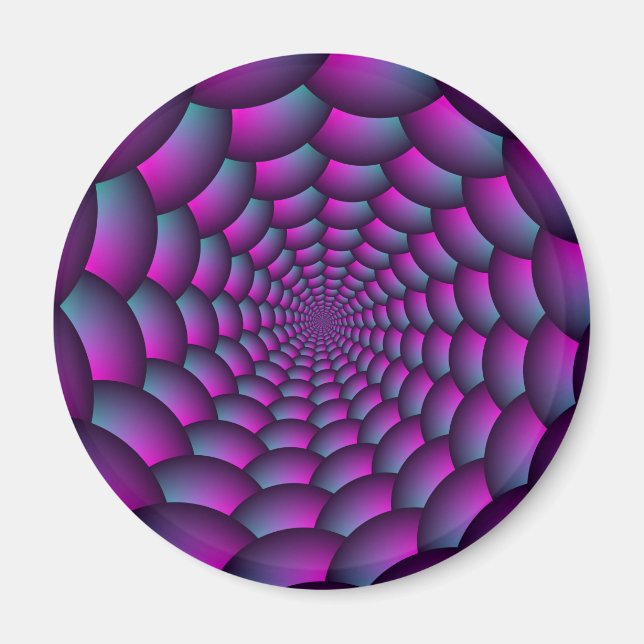 Imán Espiral de bolas en azul rosado y morado (Frente)
