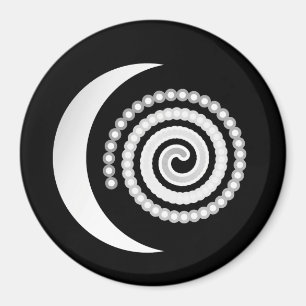 Imán Espiral de luna plateada sobre negro