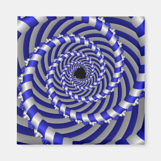 Imán espiral hipnótico azul y blanco