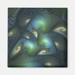 Imán Espirales Verde azulado Beige Verde Resumen arte f