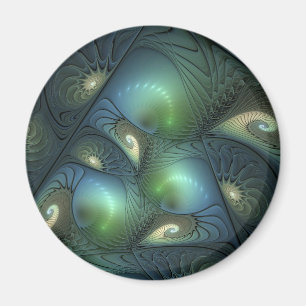 Imán Espirales Verde azulado Beige Verde Resumen arte f