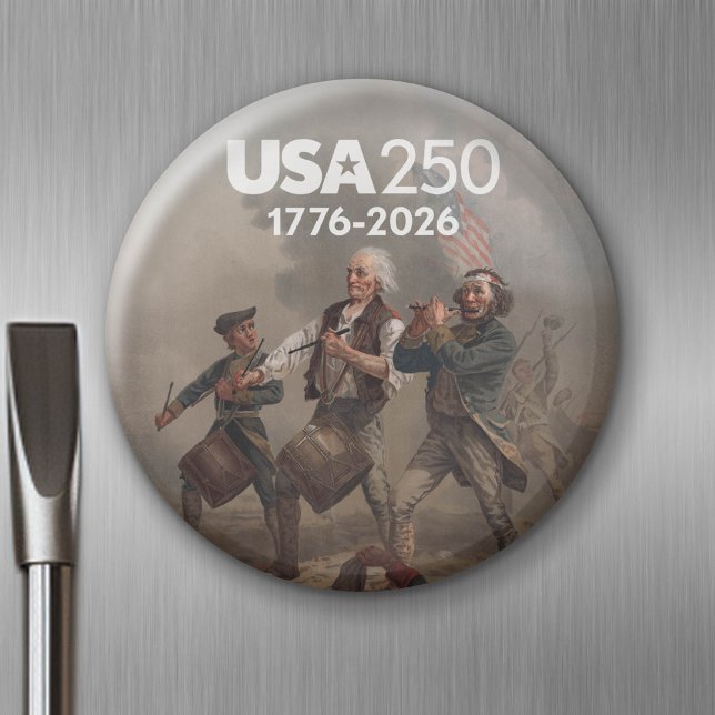 Imán Espíritu de 76 - 250° aniversario de Estados Unido (USA 250 - Celebrate America - American Revolution 250 Magnet)