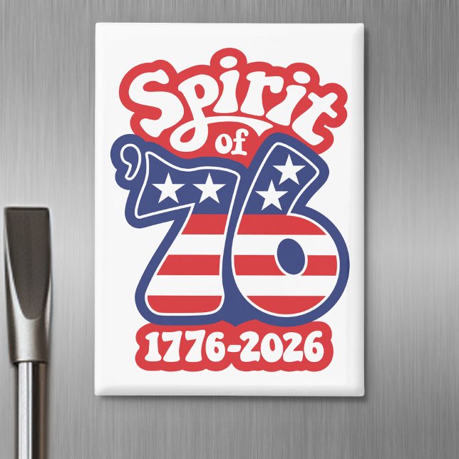 Imán Espíritu de 76 - Groovy USA 250 - 1776-2026 (Spirit of 76 - America's Birthday Celebration Magnet)