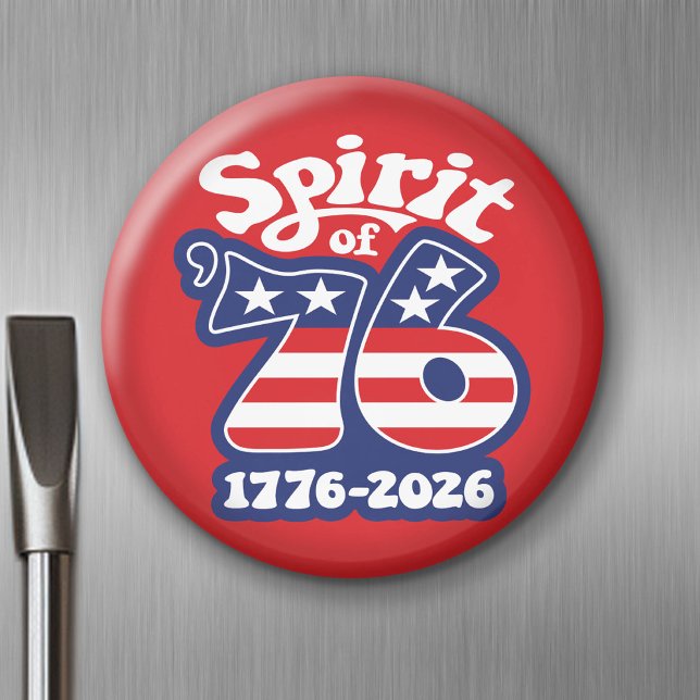 Imán Espíritu de 76 - Groovy USA 250 - 1776-2026 (Spirit of 76 - America's Birthday Celebration Magnet)