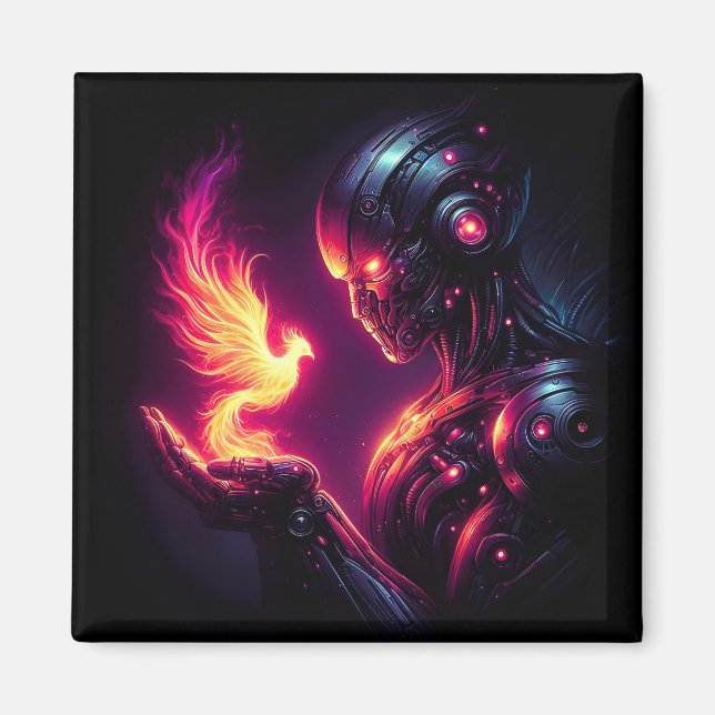 Imán Espíritu de Fuego Fénix Robot Futurista Cibernétic (Frente)