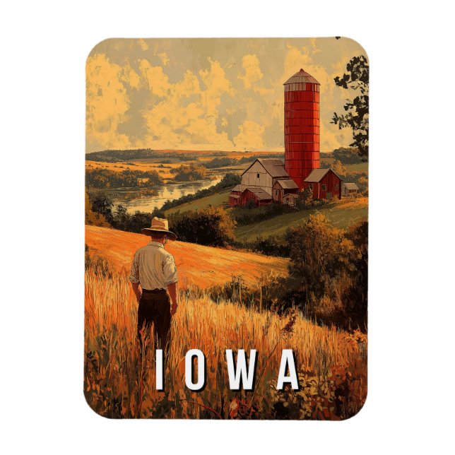 Imán Espíritu Patriótico Retro Iowa - Americana Heartla (Vertical)