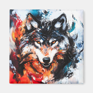 Imán Espíritu salvaje abstracto del lobo