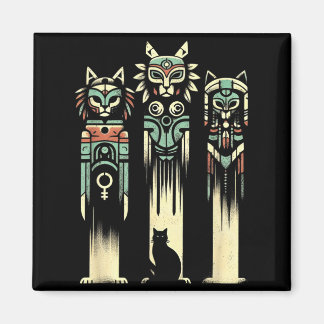 Imán Espíritus Totem de Gato - Vintage Gato Espeluznant