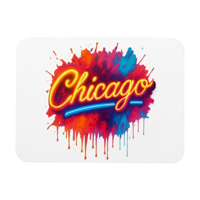 Imán Esplash de arte de la calle Neon de Chicago (Horizontal)