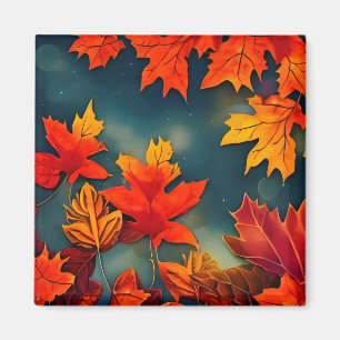 Imán Espléndidas hojas de arce rústico otoñal