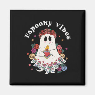 Imán Espooky Vibes Cute Ghost Funny Halloween mexicano