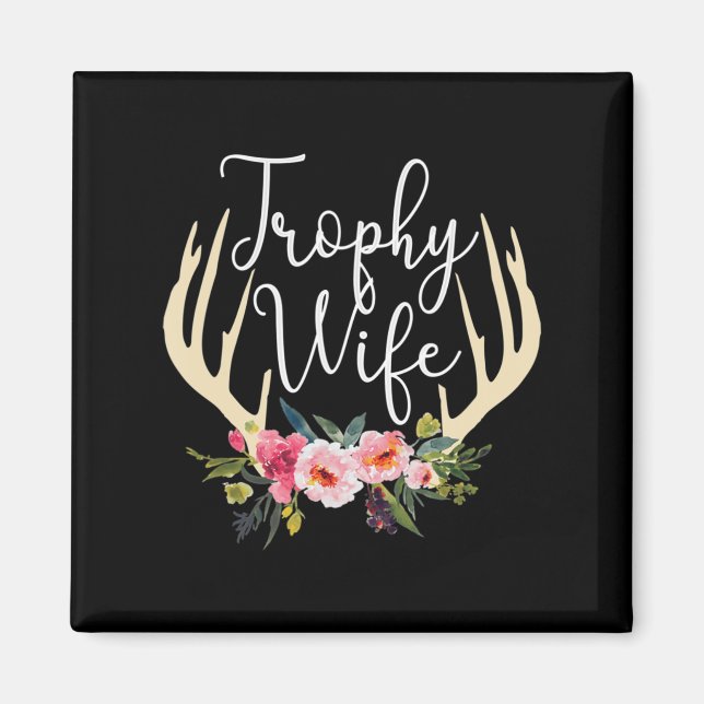 Imán Esposa de trofeo cute ciervo aviva a mujer cazador (Frente)