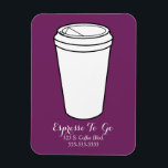 Imán Espresso to go Business plum<br><div class="desc">imán para un café o un expreso para promocionarse o para recordarse a sí mismos su número de teléfono y dirección...  ¿podría ser usted?</div>