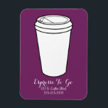 Imán Espresso to go Business plum<br><div class="desc">imán para un café o un expreso para promocionarse o para recordarse a sí mismos su número de teléfono y dirección...  ¿podría ser usted?</div>