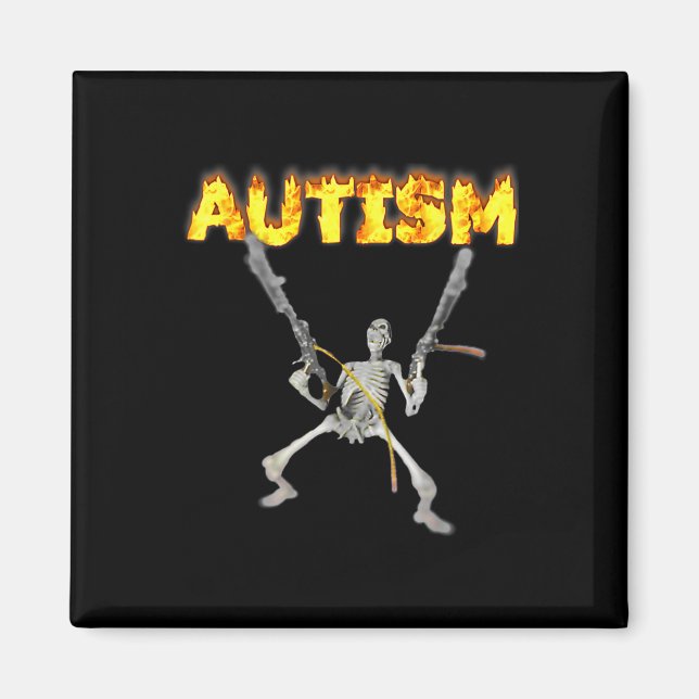 Imán Esqueleto de autismo divertido meme extraño y espe (Frente)
