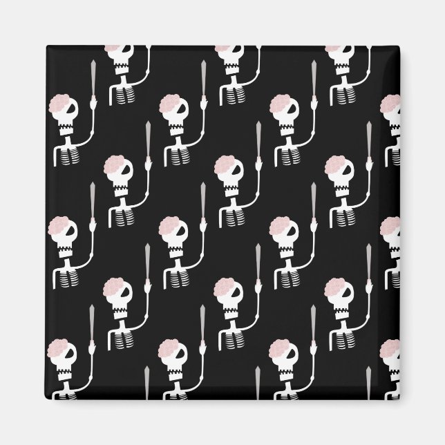 Imán Esqueleto de Halloween con espada (Frente)