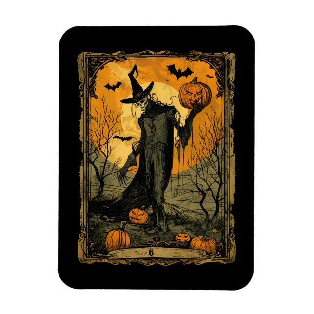 Imán Esqueleto de Halloween con tarjeta Tarot de calaba (Vertical)