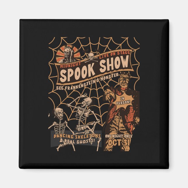 Imán Esqueleto de Halloween Retro Monstruo del Horror M (Frente)