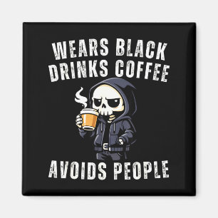 Imán Esqueleto divertido bebe café negro evitaFun
