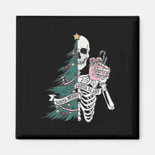 Imán Esqueleto divertido de Navidad algo alegre algo at