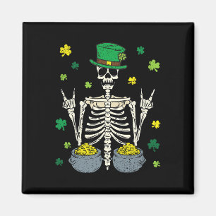 Imán Esqueleto Duende Día de San Patricio Trébol Clavo