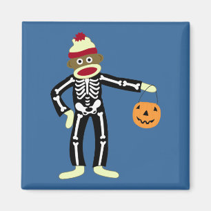 Imán Esqueleto Halloween del mono del calcetín