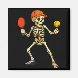 Imán Esqueleto jugando pickleball Halloween hombres muj