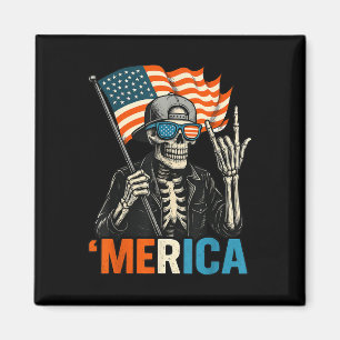 Imán Esqueleto Merica Rock Bandera Americana Patriótica