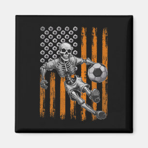 Imán Esqueleto retro jugando fútbol bandera de Estados