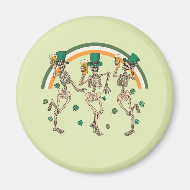 Imán Esqueletos bailando con cerveza y rocas de champú (Frente)