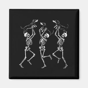 Imán Esqueletos bailando retro Dachshund Halloween lind