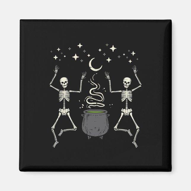 Imán Esqueletos de Halloween Dance Witch Cauldron Costu (Frente)