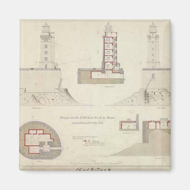 Imán Esquemas del faro de arrecife de St. George (Frente)