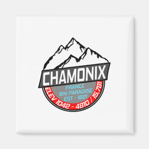 Imán Esquí Chamonix T Shirt Mont Blanc Francia Esquí Pa