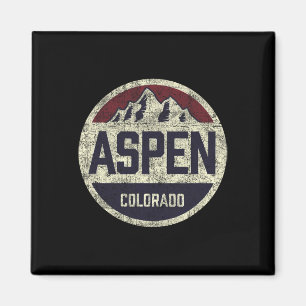Imán Esquí circular vintage retro Aspen Colorado Montañ