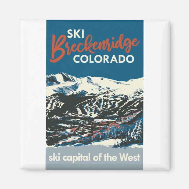 Imán Esquí de época BReckenridge Poster Azul (Frente)