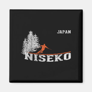 Imán Esquí de época niseko japonés estilo años 1980