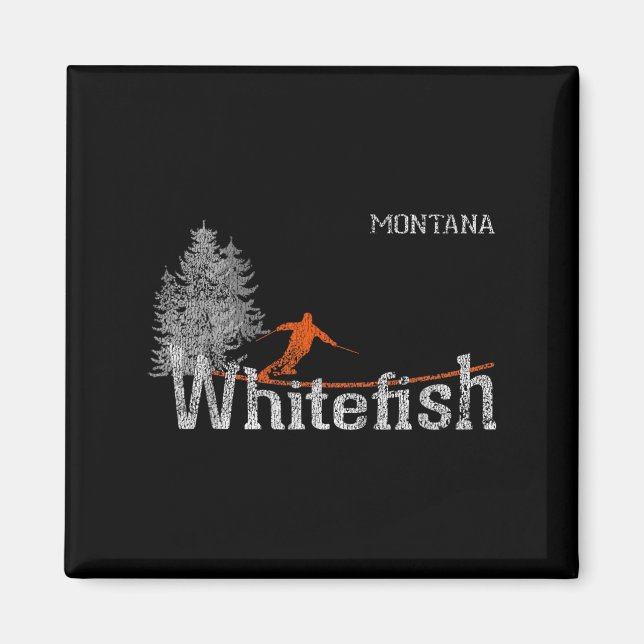Imán Esquí de la Viña de Montana de Whitefish de los añ (Frente)
