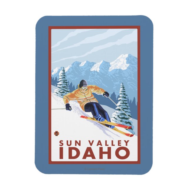 Imán Esquí de nieve cuesta abajo - Sun Valley, Idaho (Vertical)