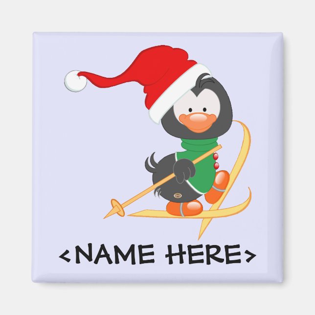 Imán Esquí de Pingüino navidades (Frente)