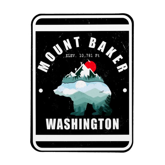 Imán Esquí del Monte Baker Washington Bear (Vertical)