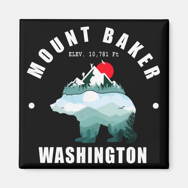 Imán Esquí del Monte Baker Washington Bear (Frente)