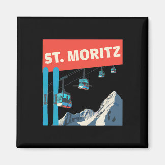 Imán Esquí en St. Moritz - Retro St. Moritz Ski
