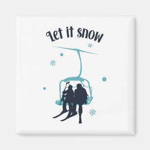 Imán Esquí Esquiador Retro Invierno Deja que nieve Navi