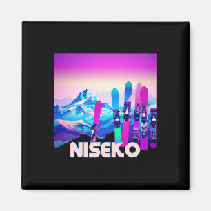 Imán Esquí Niseko - Esquí estilo Retro 80 y Snowboard