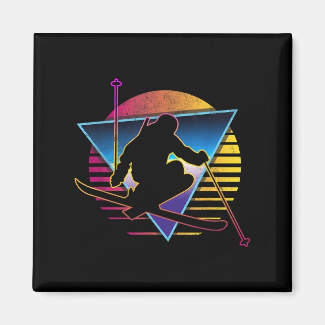 Imán Esquí retro vintage 80 (Frente)