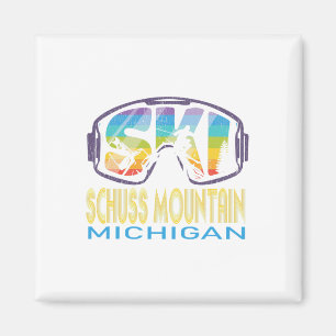 Imán Esquí Schuss Montaña Michigan Vacaciones de Esquí