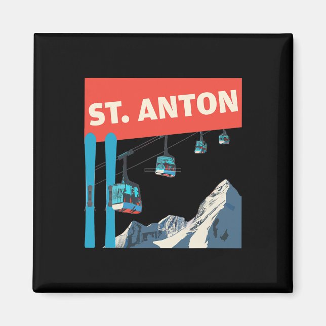 Imán Esquí St. Anton - Retro St. Anton Ski  (Frente)