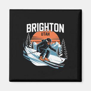 Imán Esquí vintage Brighton Utah Deporte invernal Retro